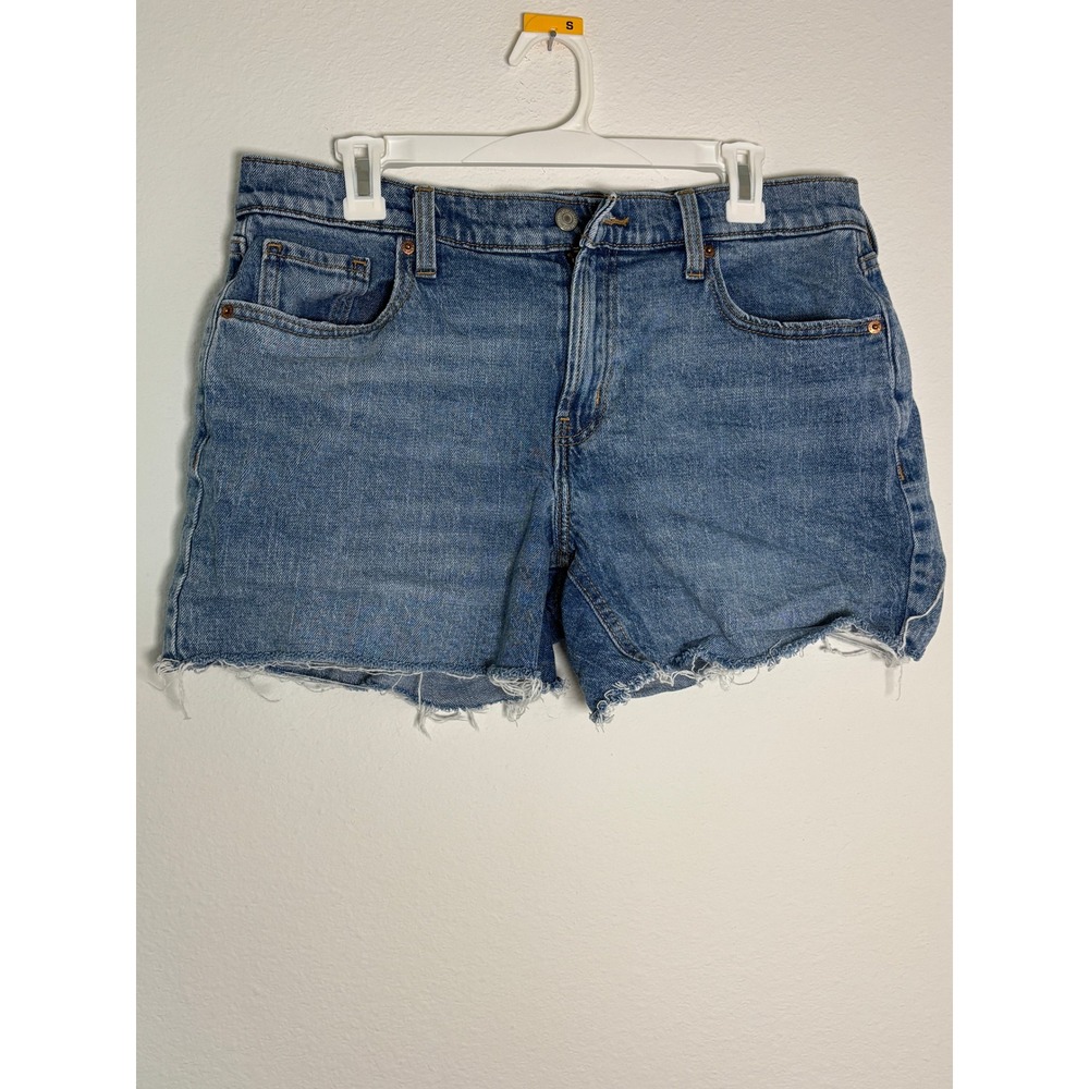 Old Navy Womens Mid Rise Boyfriend Denim Shorts Blue Medium Wash Cut Off Size 12